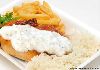 Pratos R�pidos para o Jantar Braga - Ingredientes: Filet de frango com queijo minas derretido, batatas fritas, salada de alface e tomate.