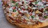 Pizzas Salgadas Italiana - Ingredientes: Frango desfiado, mussarela, catupiry e bacon.